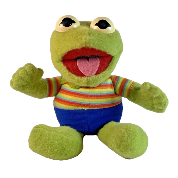 Kermit The Frog Muppet Babies Hasbro Softies Vtg 1983 Stuffed Plush Doll 13 in - Picture 1 of 8